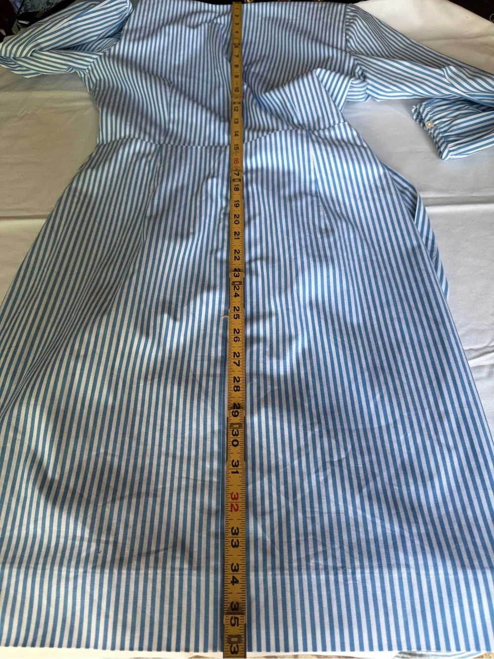 J Crew Blue/White Stripped Wrap Dress Cotton Poplin Size 2
